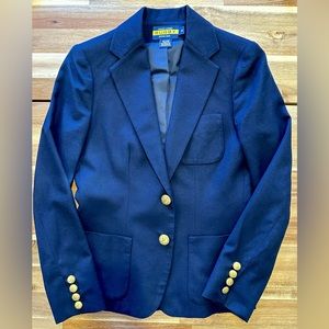Rugby Ralph Lauren Navy Wool Blazer • Size 0 •